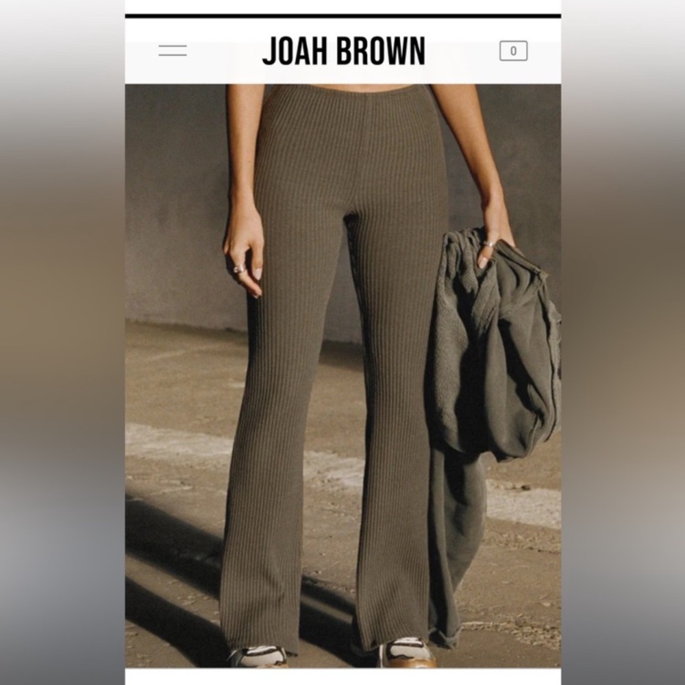 Joah Brown Ribbed Fitted Mini Flare Pants Low Rise Ink S - Picture 9 of 9